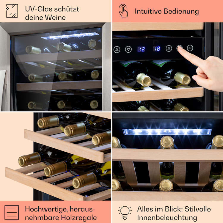 Vinamour 33 Duo - Frigorifero per vini, 2 zone, 89 L/33 bottiglie, 5-18 °C, touch 