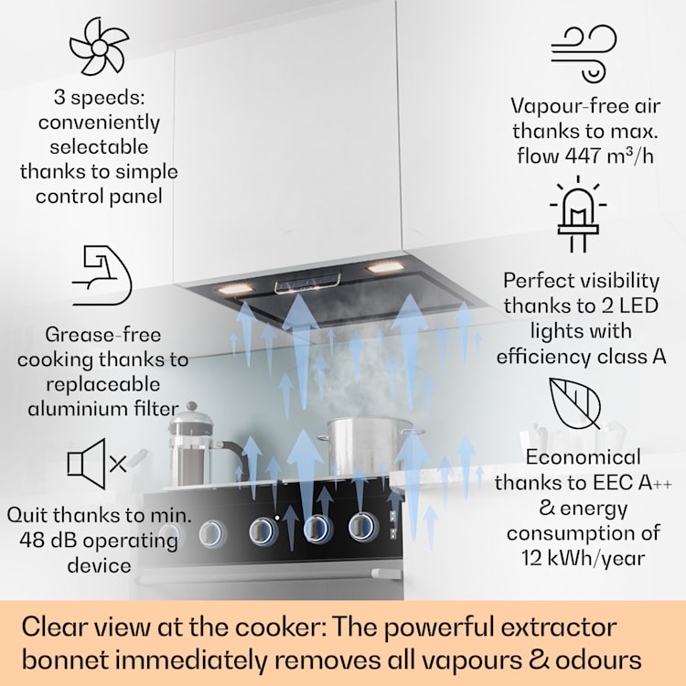 Camila Cooker Extractor Hood Built-in 52 cm 397 m³/h LED Touch Stainless Steel 52 cm | Black