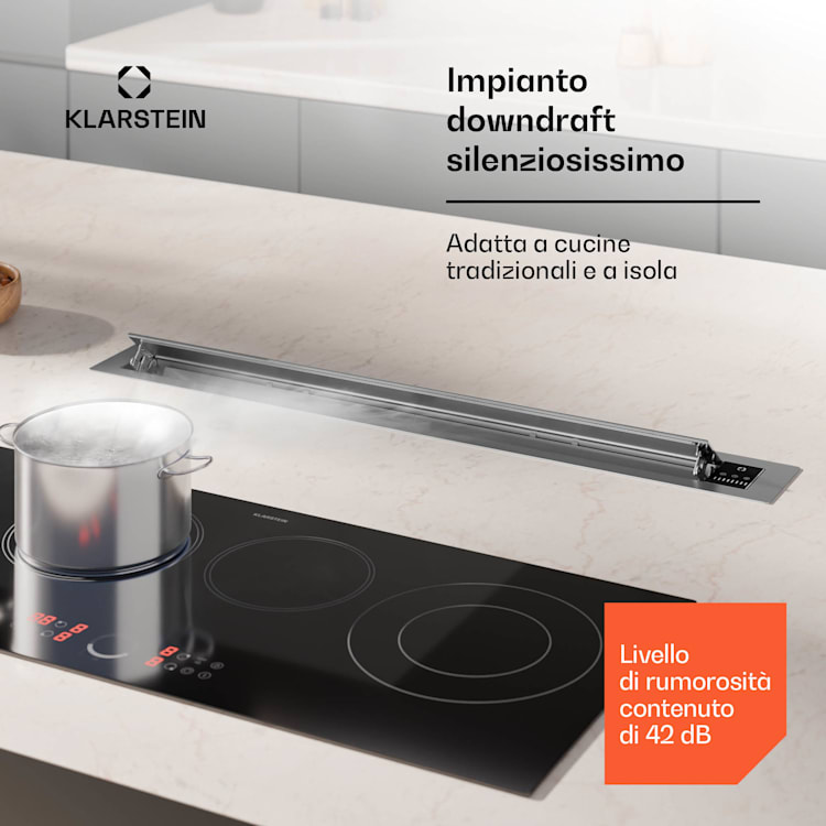 Brisa - Cappa aspirante a scomparsa in acciaio inox, 90 cm, 708 m³/ora, A+ 90 cm | Acciaio inox