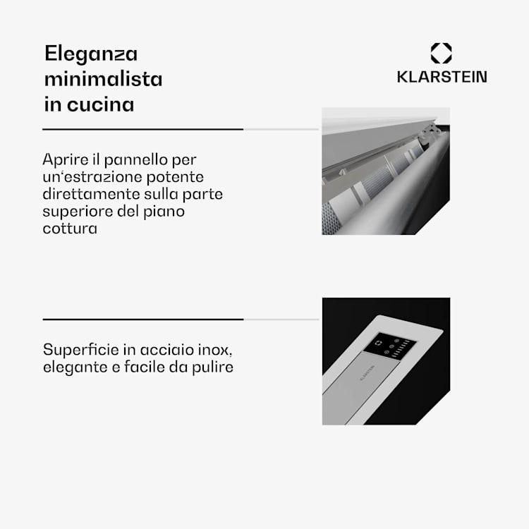 Brisa - Cappa aspirante a scomparsa in acciaio inox, 90 cm, 708 m³/ora, A+ 90 cm | Acciaio inox