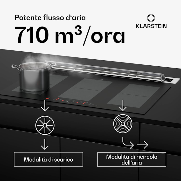 Brisa - Cappa aspirante a scomparsa in acciaio inox, 90 cm, 708 m³/ora, A+ 90 cm | Acciaio inox
