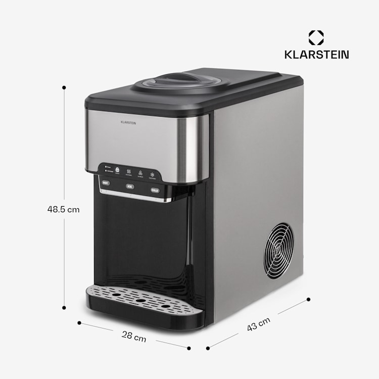 Aqueous ice cube machine 3-in-1: Ice cubes, water dispenser: hot & cold 20 kg/24h Silver