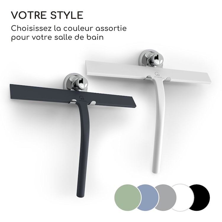 Blaze Raclette de douche 23 cm Couverture en silicone Noyau en acier inoxydable Design moderne Mousse
