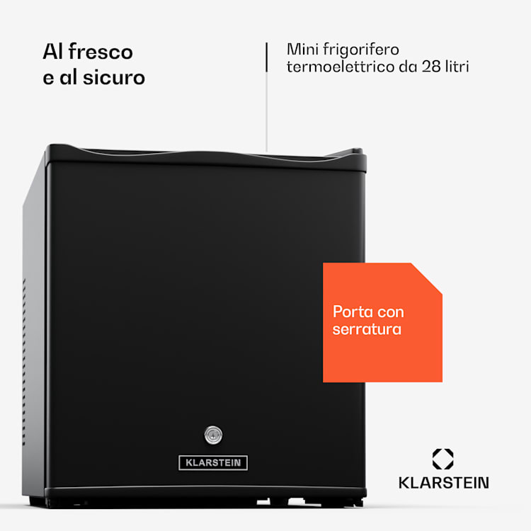 Matterhorn 28 - Mini frigo, 28 litri, 35 dB, compatto, con serratura 28 Ltr | Nero