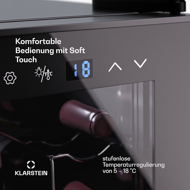 Shiraz 8 Uno Vertical Weinkühlschrank 8 Flaschen 8 - 18 °C Touch-Control 8 Flaschen (vertikal) | 1 Kühlzone | Schwarz