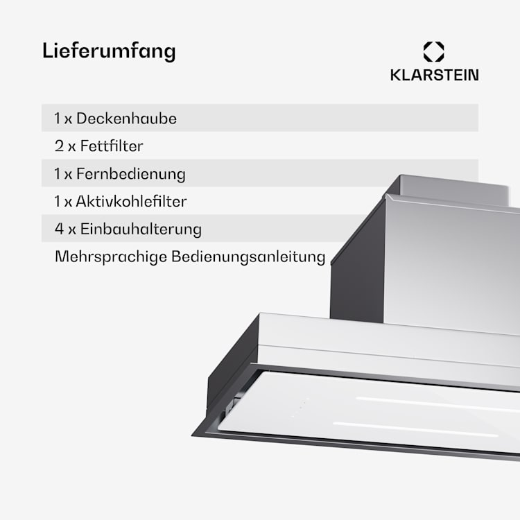 High Line Eco 77 Deckenhaube 77 cm 436 m³/h Stufen Fernbedienung Ambientelicht 