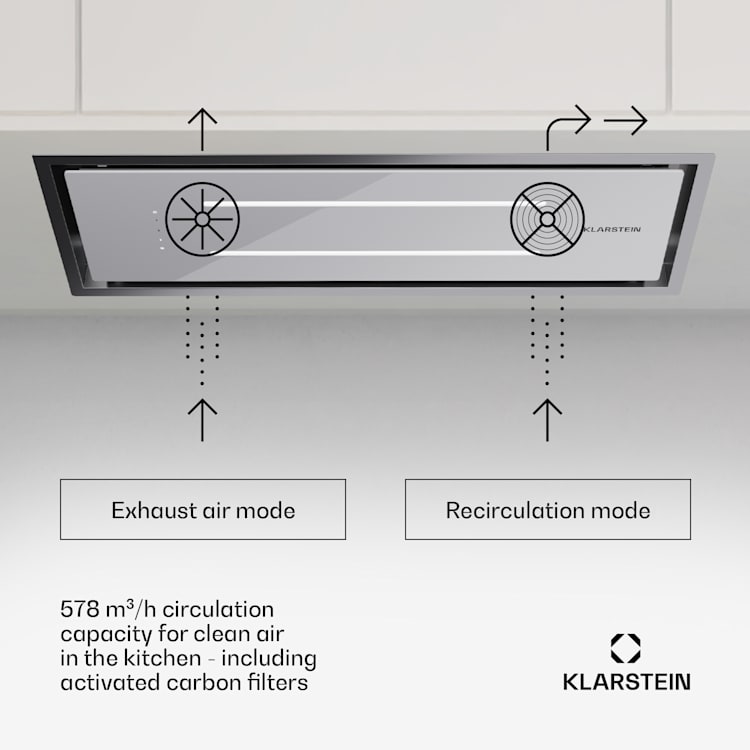 High Line Eco 77 ceiling hood 77 cm 436 m³/h levels remote control ambient light 77 cm | White