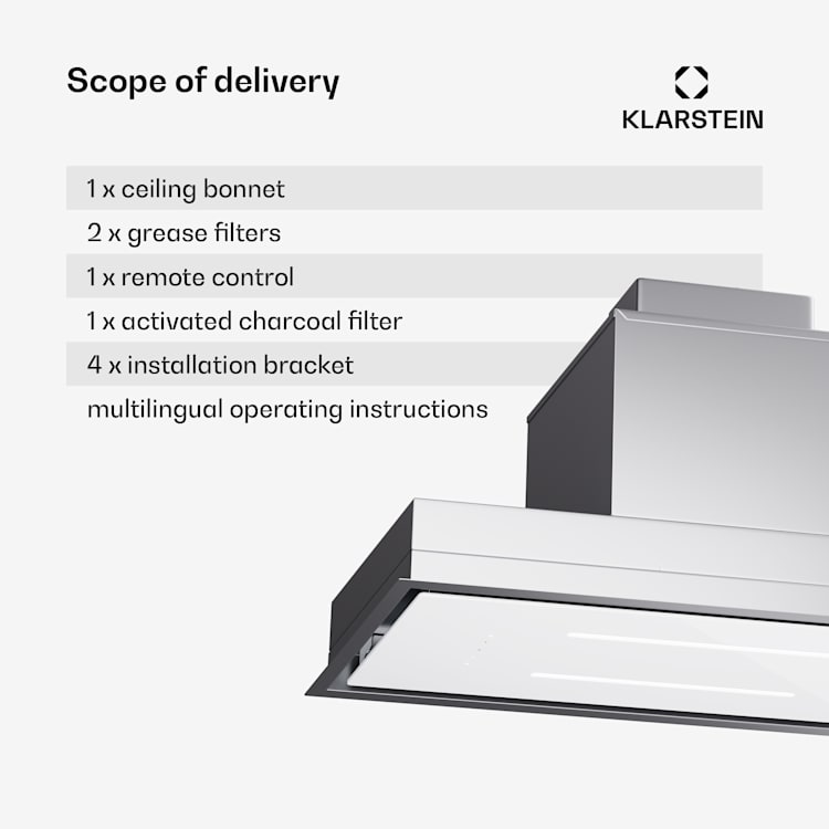 High Line Eco 77 ceiling hood 77 cm 436 m³/h levels remote control ambient light 77 cm | White