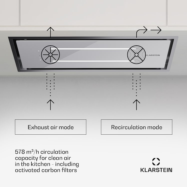 High Line Eco 90 ceiling hood 90 cm 436 m³/h levels remote control ambient light 90 cm | White