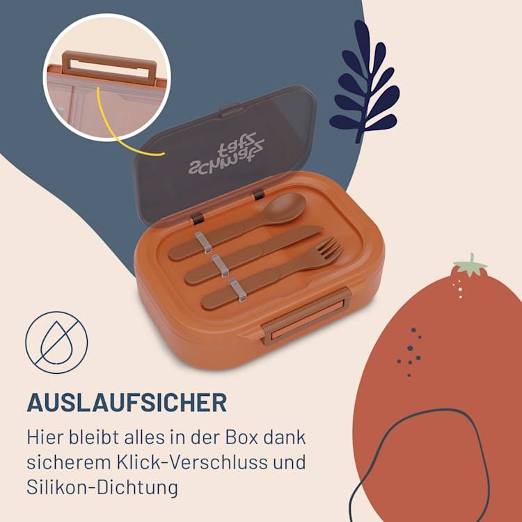 Bunko - Lunchbox, 3 scomparti, incl. 3 pz. Posate ca. 21 x 14,5 x 5,5 cm (LxAxP) Arancione