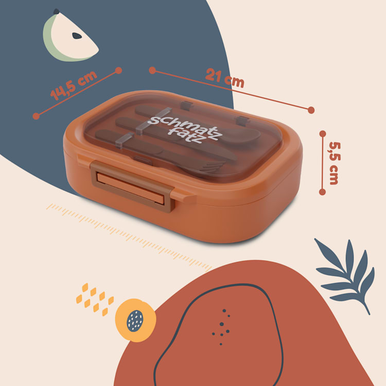 Bunko - Lunchbox, 3 scomparti, incl. 3 pz. Posate ca. 21 x 14,5 x 5,5 cm (LxAxP) Arancione