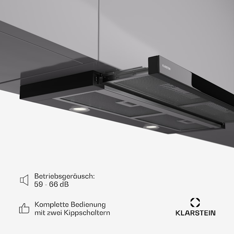 Mariana 90 Neo - Cappa aspirante a schermo piatto, 491 m³/ora, scarico/ricircolo, LED, classe energetica C 90 cm | Nero