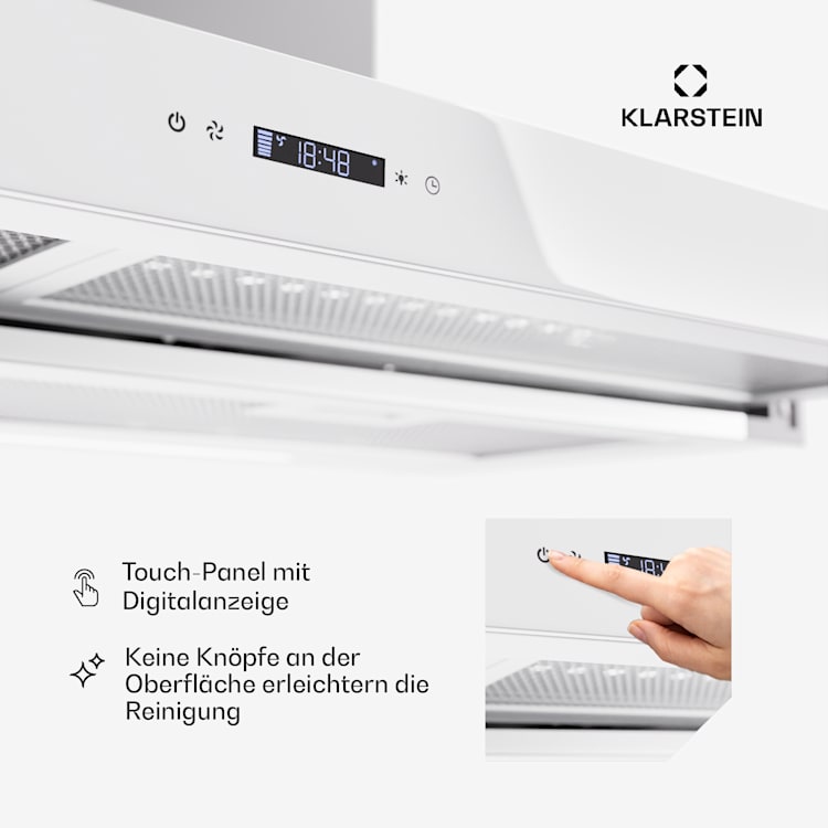 Mariana Neo 90 - Cappa a schermo piatto, 90 cm, 640 m³/ora, scarico, LED 90 cm | Bianco