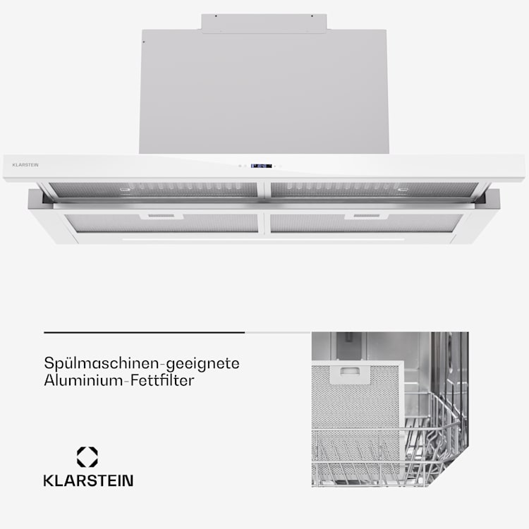 Mariana Neo 90 - Cappa a schermo piatto, 90 cm, 640 m³/ora, scarico, LED 90 cm | Bianco