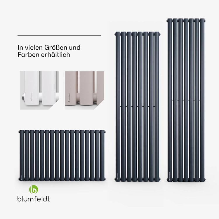 Tallheo 100 x 60 Heizkörper Röhrenheizkörper 1445W Warmwasser 1/2 60 x 100 cm | zweireihig | Anthrazit