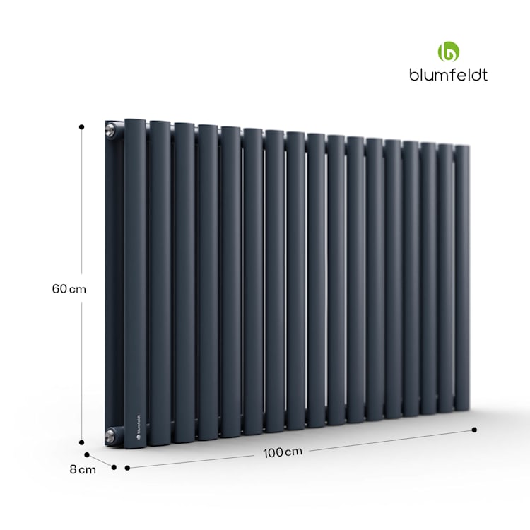 Tallheo 100 x 60 Heizkörper Röhrenheizkörper 1445W Warmwasser 1/2 60 x 100 cm | zweireihig | Anthrazit