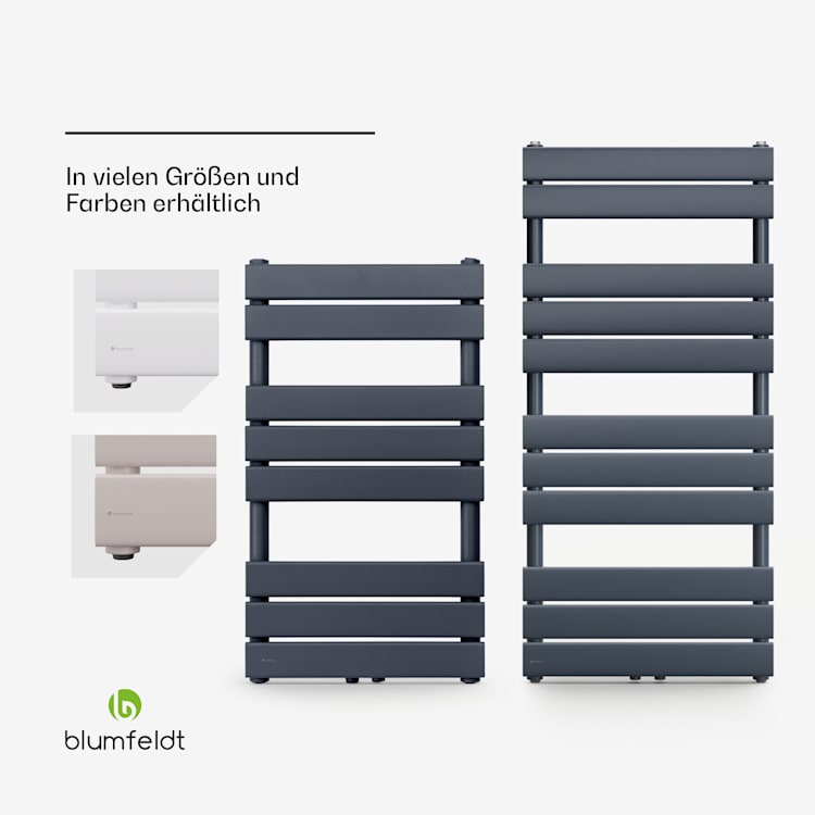 Fairmont 50 x 107 Heizkörper 509 W Warmwasser 4 Handtuchhalter 1/2" 50 x 107 cm | Anthrazit