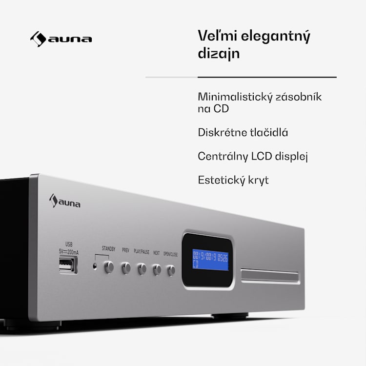Art22 CD/MP3 prehrávač, HiFi prehrávač, CD, CD-R/RW, CD-MP3, Displej, Diaľkové ovládanie Strieborná