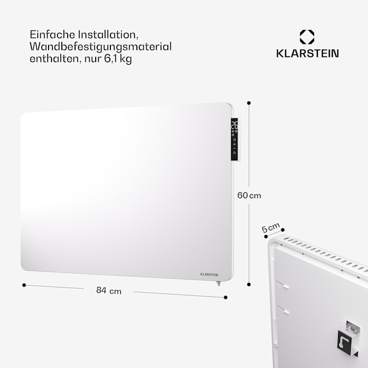 Wonderbeam 650 - Stufa a infrarossi ibrida, 60 x 84 cm, 650 W, timer settimanale, telecomando 650 W
