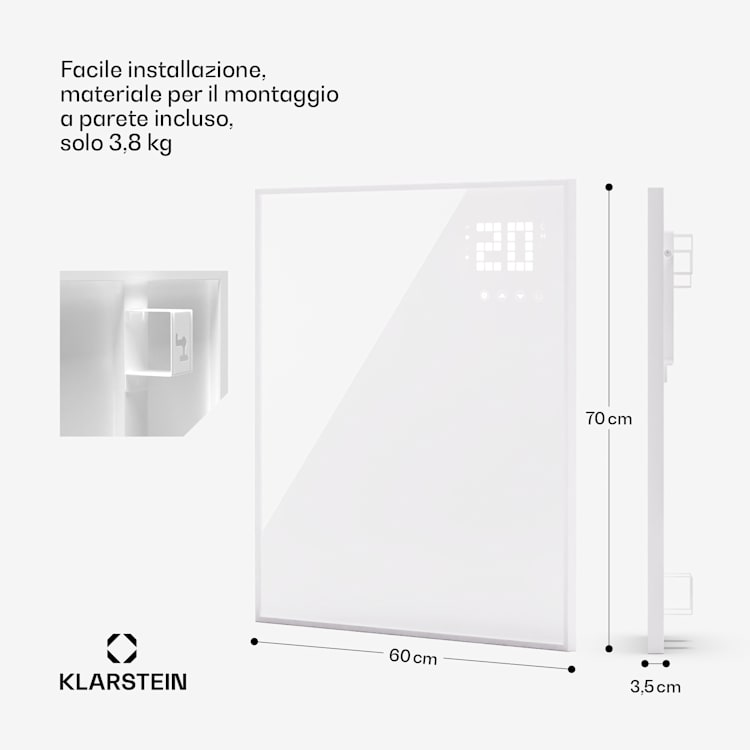 Wonderwall Smart Bornholm - Stufa a infrarossi, 70x60 cm, app, 360W 