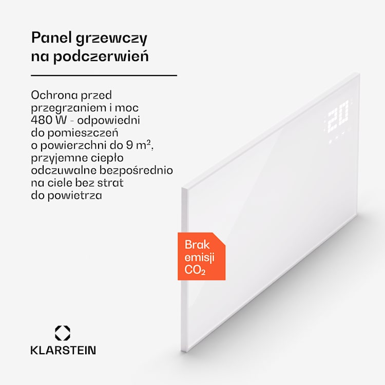 Wonderwall Smart Bornholm, panel grzewczy na podczerwień, grzejnik, promiennik, 480 W, 100 x 55 cm, sterowanie za pomocą aplikacji 