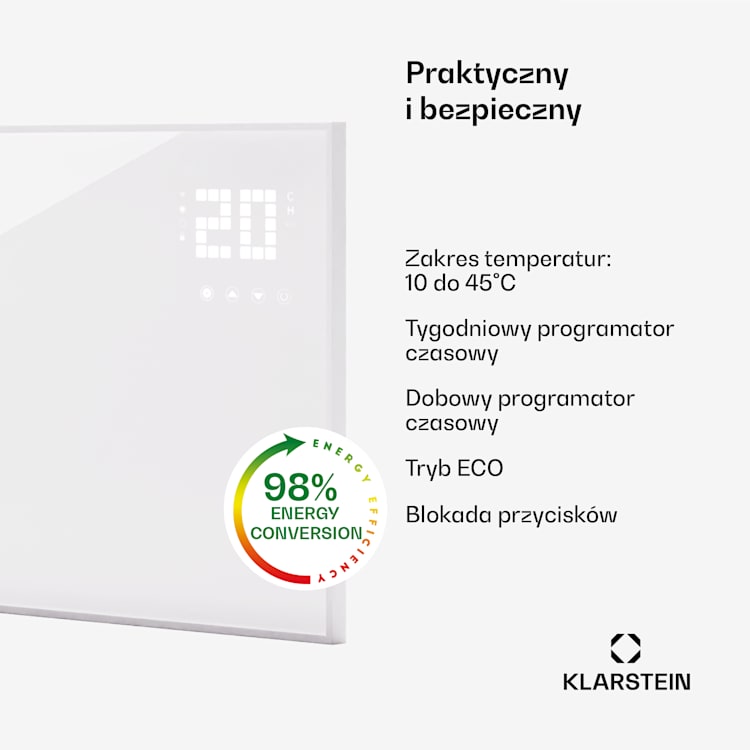 Wonderwall Smart Bornholm, panel grzewczy na podczerwień, grzejnik, promiennik, 480 W, 100 x 55 cm, sterowanie za pomocą aplikacji 