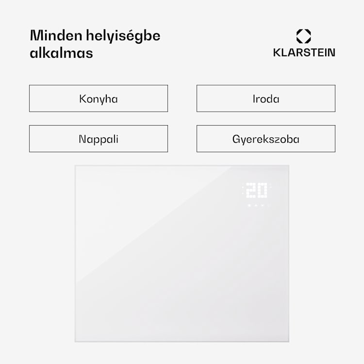 Wonderwall Smart Bornholm, infravörös hősugárzó, 120 x 100 cm, 1200 W, applikáció vízszintes | 1200 W | Fehér