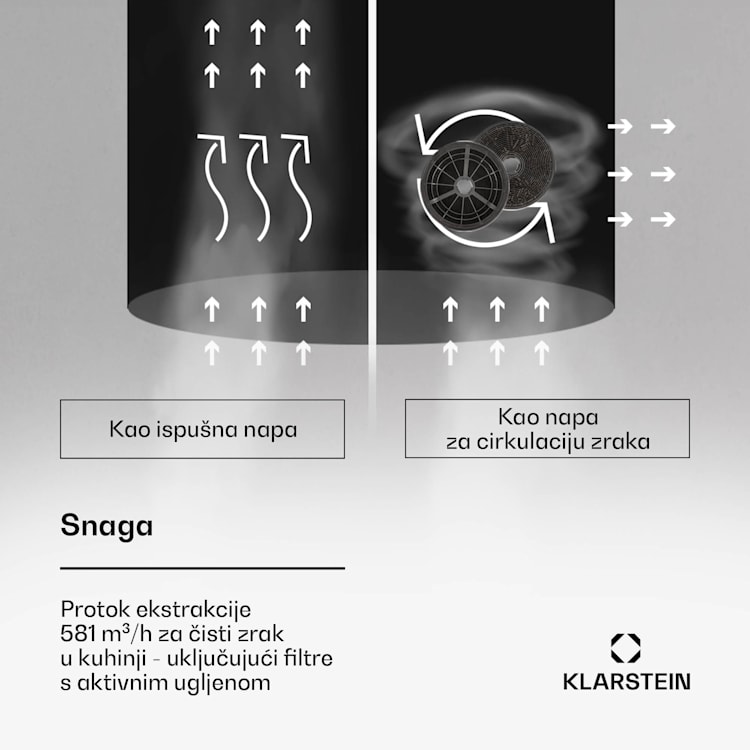 Beretta Premium Smart, otočna kuhinjska napa, 544 m³/h, aplikacija, ekstrakcija/recirkulacija zraka, LED, filter s aktivnim ugljenom Nehrđajući čelik