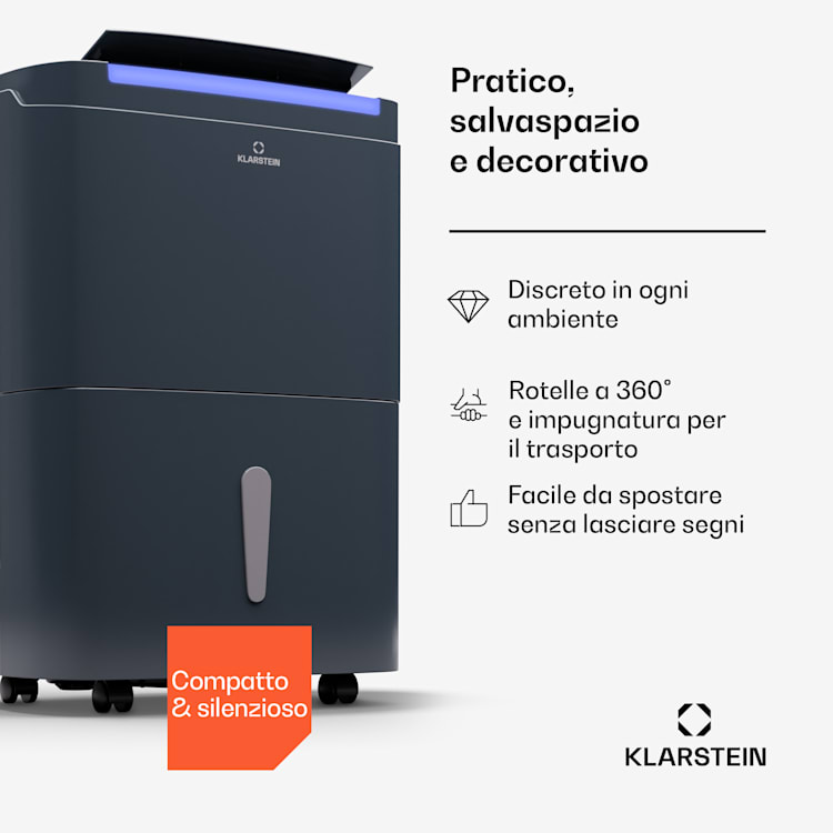DryFy Connect 30 - Deumidificatore a compressione con interfaccia WiFi, 30 l/giorno, 25-30 m² 30l/24h | Antracite