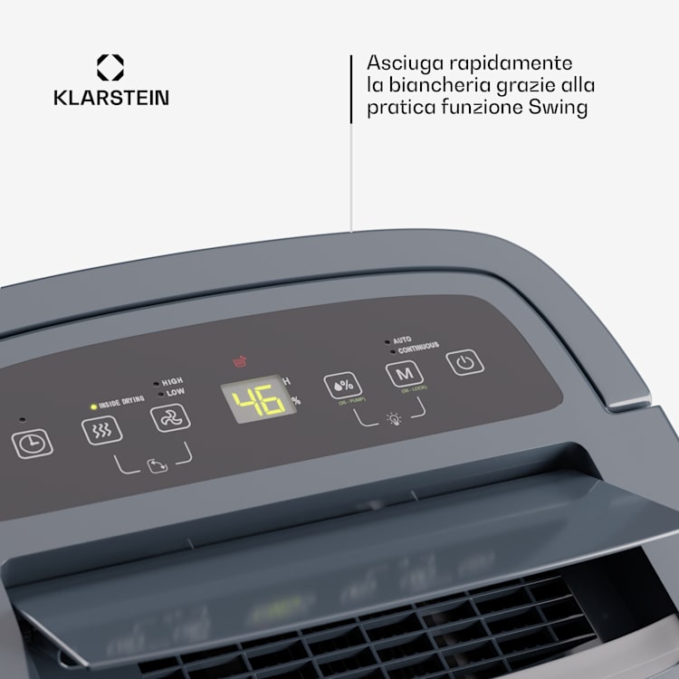 DryFy Connect 30 - Deumidificatore a compressione con interfaccia WiFi, 30 l/giorno, 25-30 m² 30l/24h | Antracite
