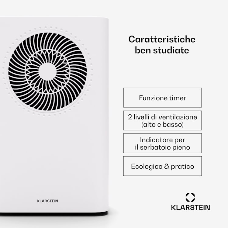 CircleDry Smart 12 L - Deumidificatore | 12L/giorno | 260 W | 24 m² | WiFi | Timer | Filtro 12l/24h | Bianco
