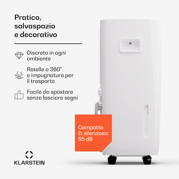 DryFy Connect 60 - Deumidificatore a compressione con interfaccia WiFi, 60 l/giorno, 45-65 m² 60/24h | Bianco