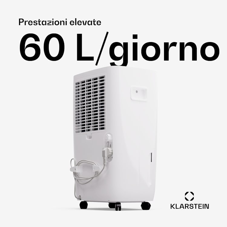 DryFy Connect 60 - Deumidificatore a compressione con interfaccia WiFi, 60 l/giorno, 45-65 m² 60/24h | Bianco