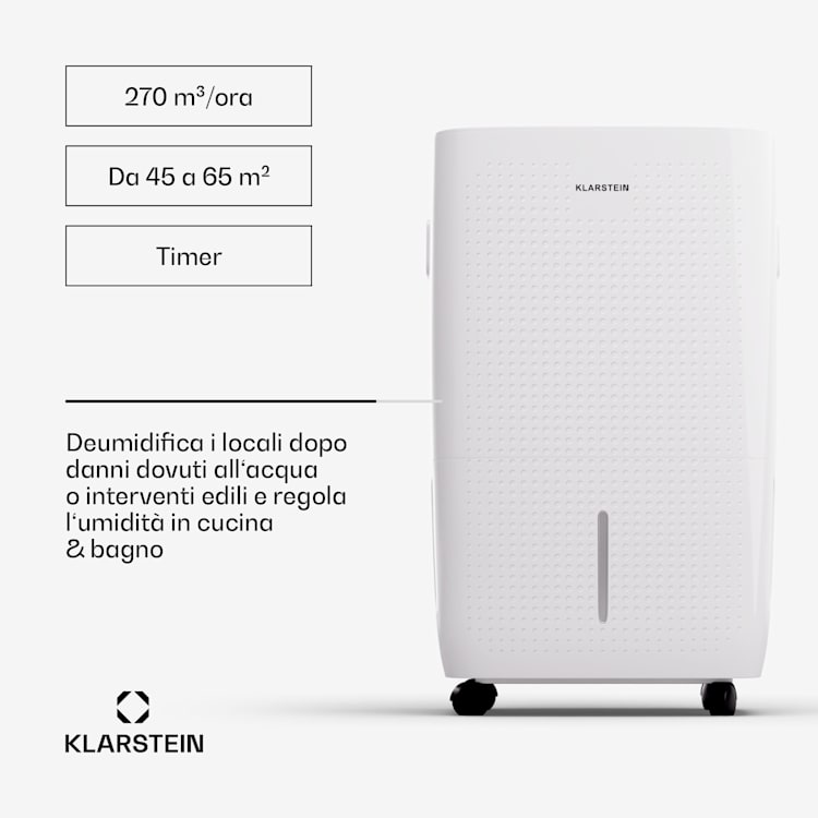 DryFy Connect 60 - Deumidificatore a compressione con interfaccia WiFi, 60 l/giorno, 45-65 m² 60/24h | Bianco