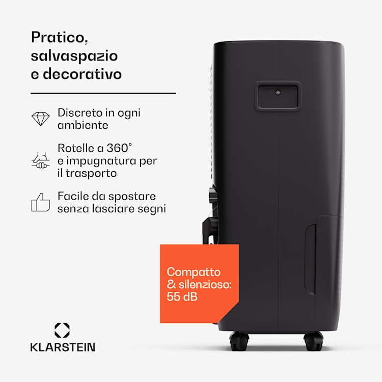 DryFy Connect 60 - Deumidificatore a compressione con interfaccia WiFi, 60 l/giorno, 45-65 m² 60/24h | Antracite