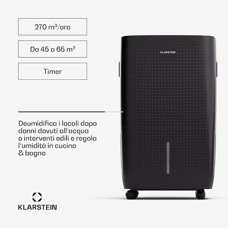 DryFy Connect 60 - Deumidificatore a compressione con interfaccia WiFi, 60 l/giorno, 45-65 m² 60/24h | Antracite
