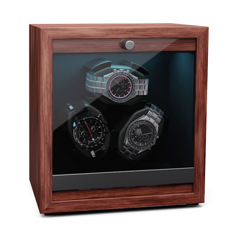 Brienz 3 watch winder, 3 watches, 4 modes, wood look, blue interior lighting 3 watches | Walnut