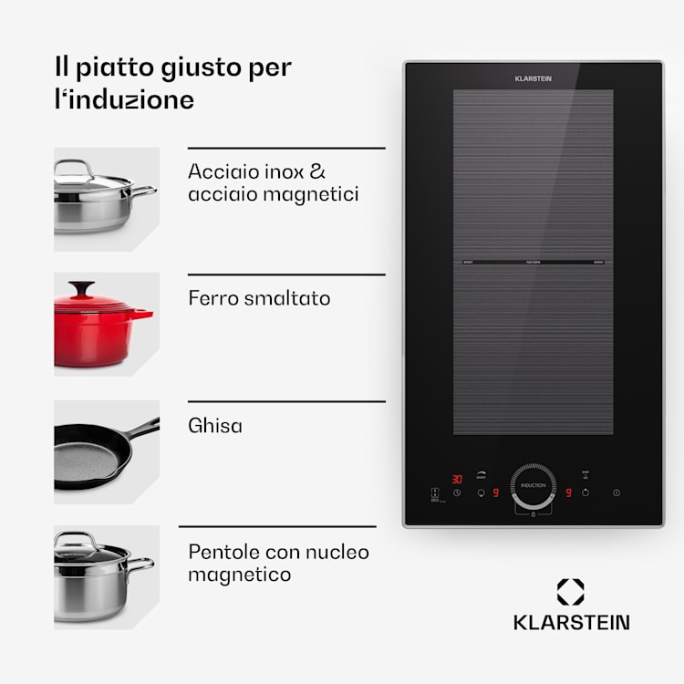 Delicatessa Domino Prime - Piano cottura a induzione da incasso, 2 zone, 3500 W, autonomo Domino Prime | 30 cm | Nero