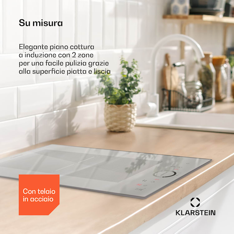 Delicatessa Domino Prime - Piano cottura a induzione da incasso, 2 zone, 3500 W, autonomo Domino Prime | 30 cm | Bianco