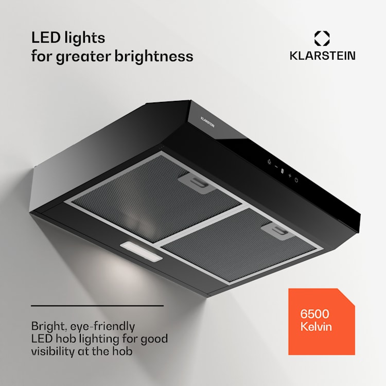 Contempo Neo substructure hood exhaust air/recirculated air 175 m³/h exhaust air output SenseControl integrated touch control stainless steel/acrylic glass front 