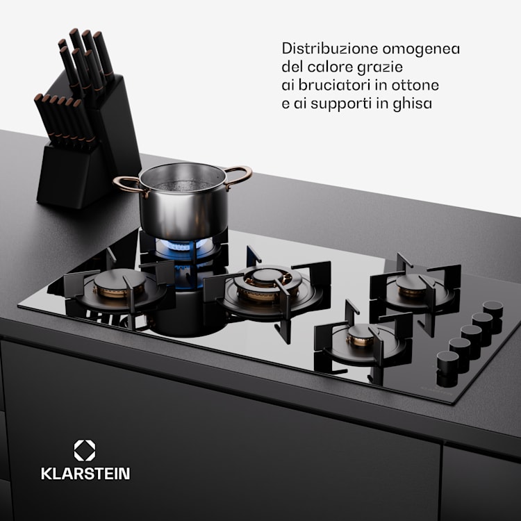  Klarstein Goldflame 5 - Piano cottura a gas, 5 fuochi, Side-Control 
