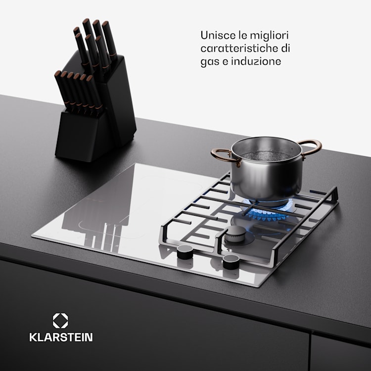 Multichef 4 - Piano cottura a gas e induzione, 4 zone, 2 bruciatori a gas, 2 zone a induzione, FlexZone Bianco
