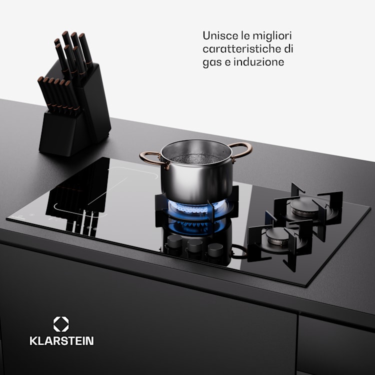 Multichef 5 Wok - Piano cottura a gas e induzione, 5 zone, 3 bruciatori a gas, 2 zone a induzione, FlexZone 
