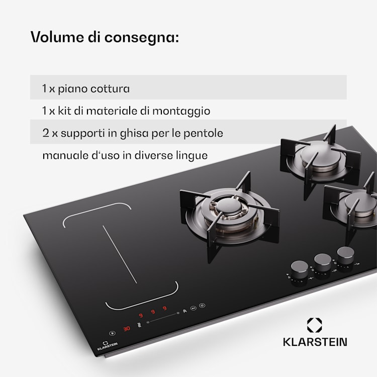 Multichef 5 Wok - Piano cottura a gas e induzione, 5 zone, 3 bruciatori a gas, 2 zone a induzione, FlexZone 