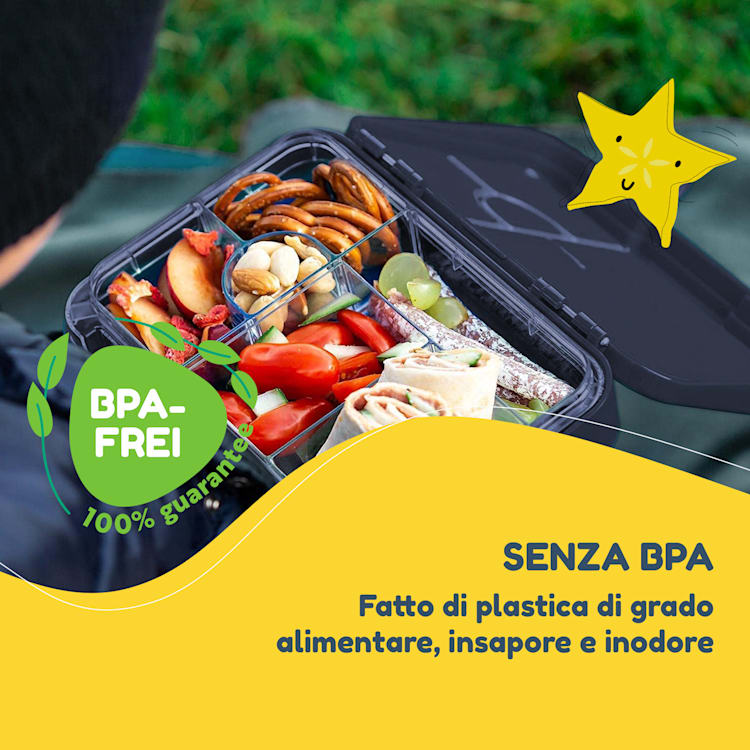 lunchbox junior 6 scomparti 21,3 x 15 x 4,5 cm  senza BPA Dark Green Jungle