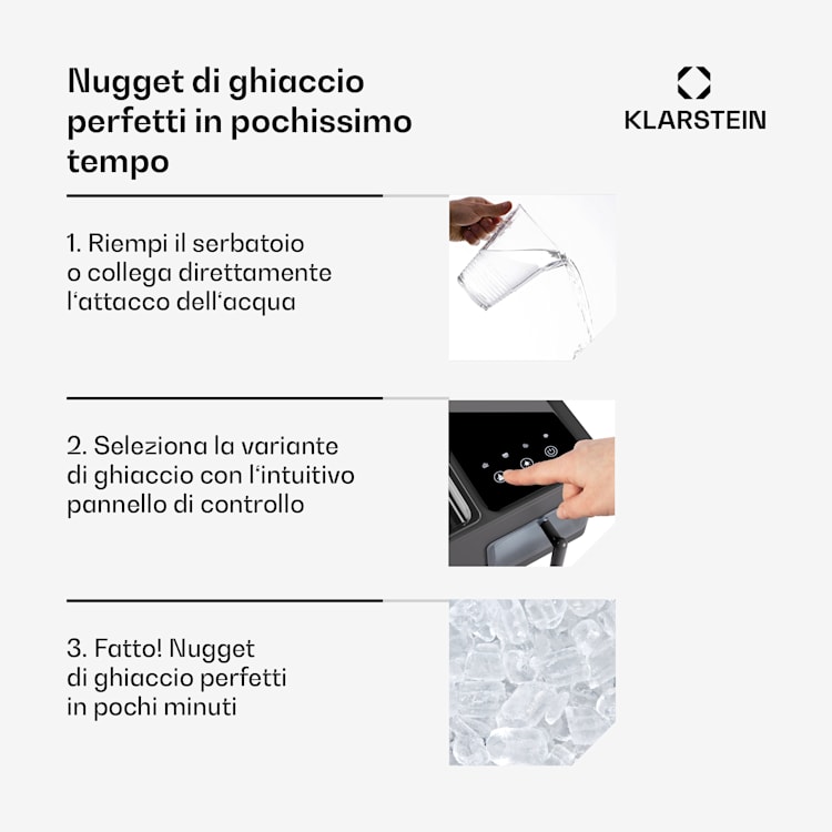 Glacial Pro - Ice maker per ghiaccio granulare, macchina per ghiaccio granulare, modalità rapida, compressore da 200 watt, 15 kg di ghiaccio granulare al giorno, funzionamento silenzioso 