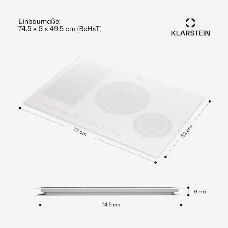 Masterzone 77 Hybrid Induktionskochfeld Einbau 4 Flex-Zonen ThermoBoost Smart Flex Technology max. 7200 Watt 