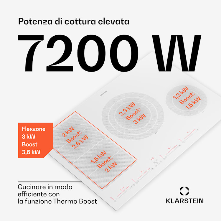 Masterzone 77 Hybrid piano cottura a induzione, incasso, 4 zone Flex, ThermoBoost, tecnologia Smart Flex, max. 7200 Watt 