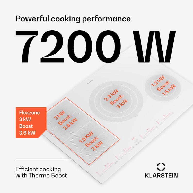 Masterzone 77 Hybrid Indukcijska kuhalna plošča, maks. 7200 W, vgradna, 4 Flex cone, tehnologija ThermoBoost, Smart Flex 