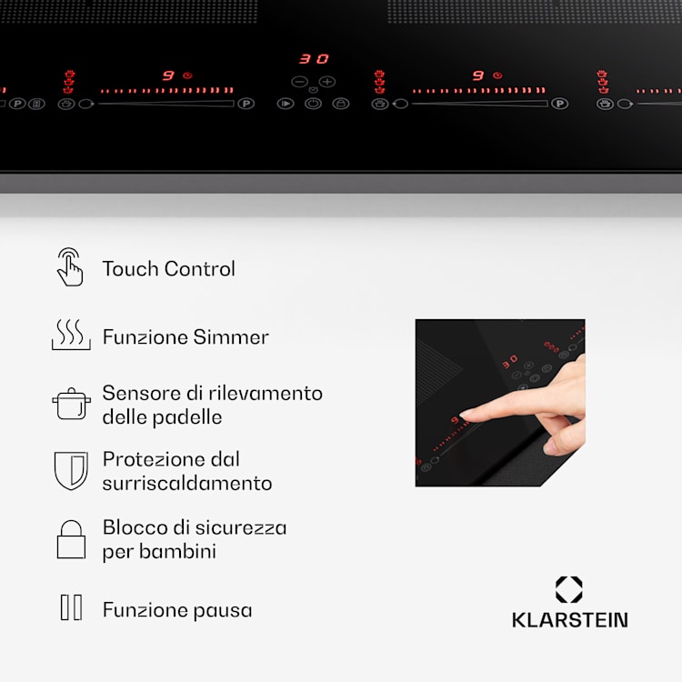 Masterzone 90 Slim Flex piano cottura a induzione, incasso, 4 zone di cottura, 2 zone Flex, ThermoBoost, tecnologia Smart Flex, max. 7200 Watt 